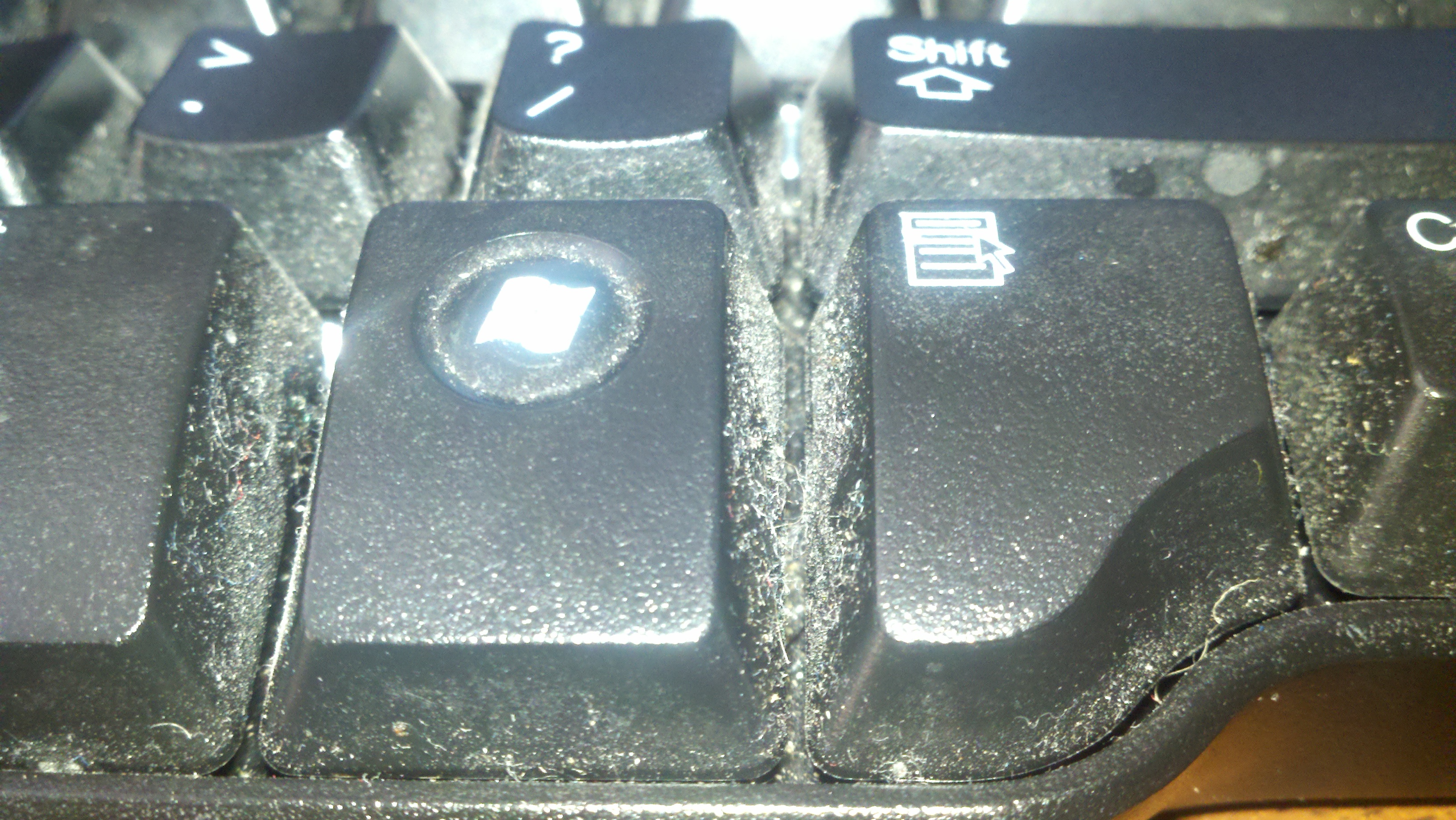 Close-up of my dirty keyboard with flash taken with the Droid X