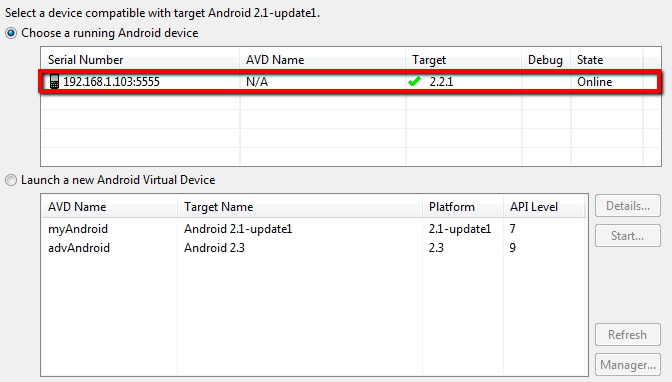 Android Device should Appear
