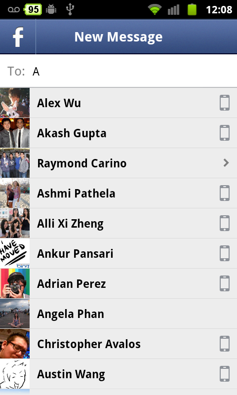 Some of the people that I can message via Facebook Messenger