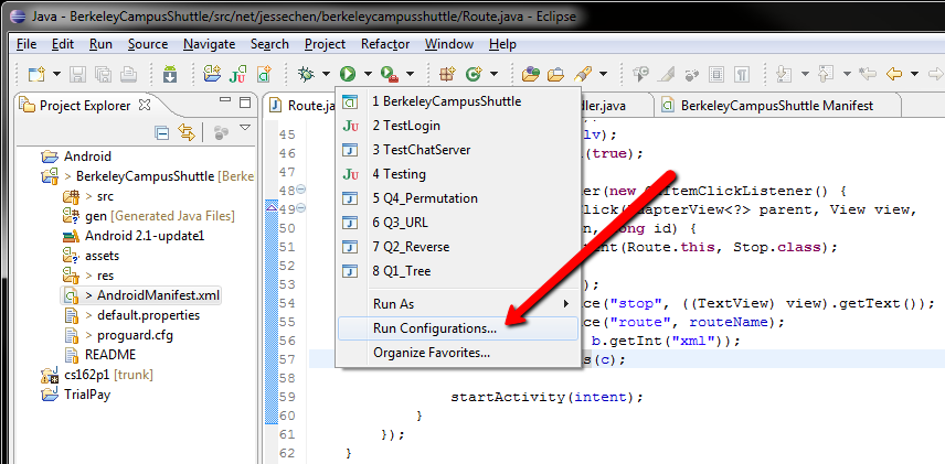 Go to Run Configurations